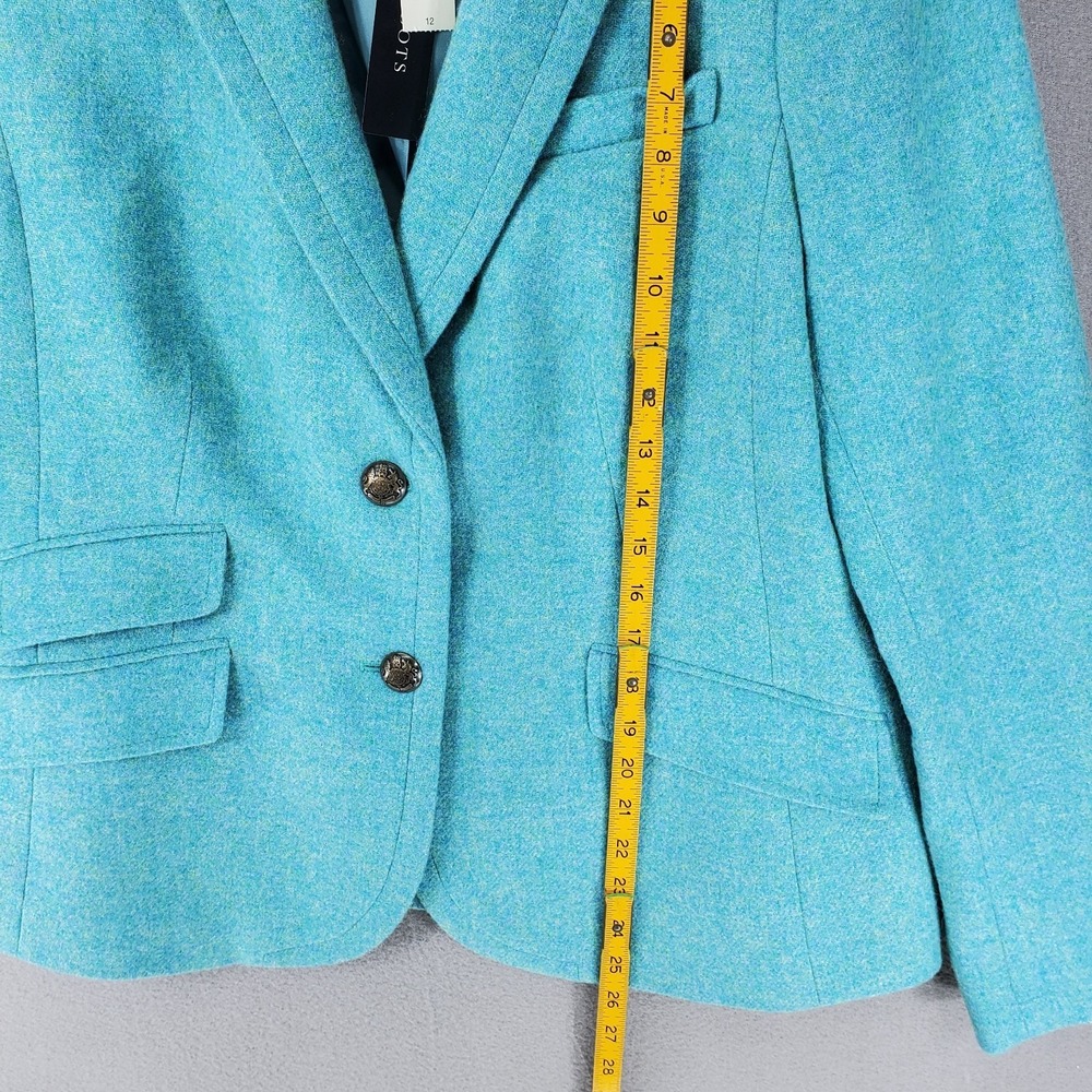 NEW Talbots 2 Button Blazer Sz 12 Herringbone Wool Blend Teal Blue Green $159 - Picture 7 of 7